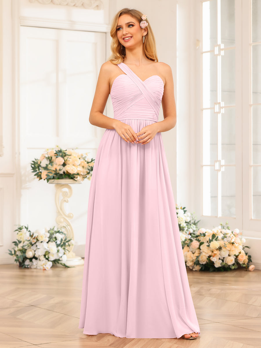 Nerissa Rose Pink front view bridesmaid dress