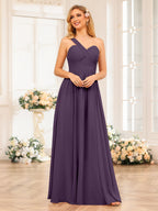Nerissa Plum back view bridesmaid dress