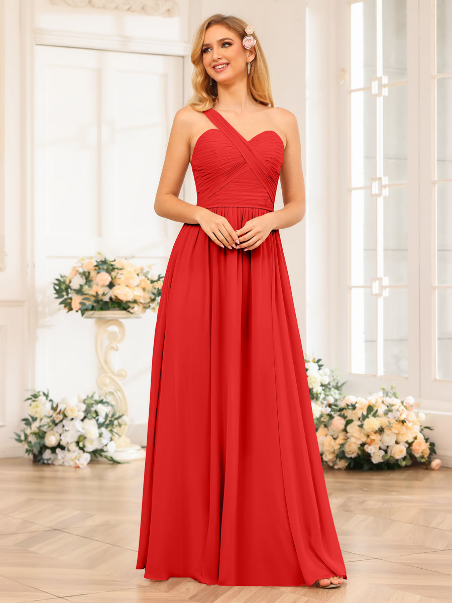 Nerissa Red front view bridesmaid dress