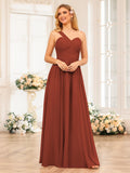 Nerissa Rust front view bridesmaid dress