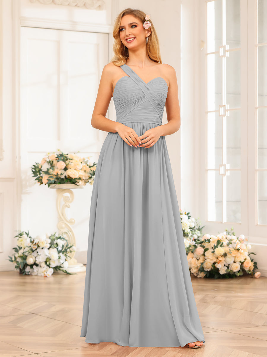 Nerissa Silver front view bridesmaid dress