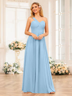 Nerissa Sky Blue side view bridesmaid dress