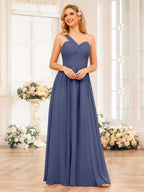 Nerissa Dusty Blue back view bridesmaid dress