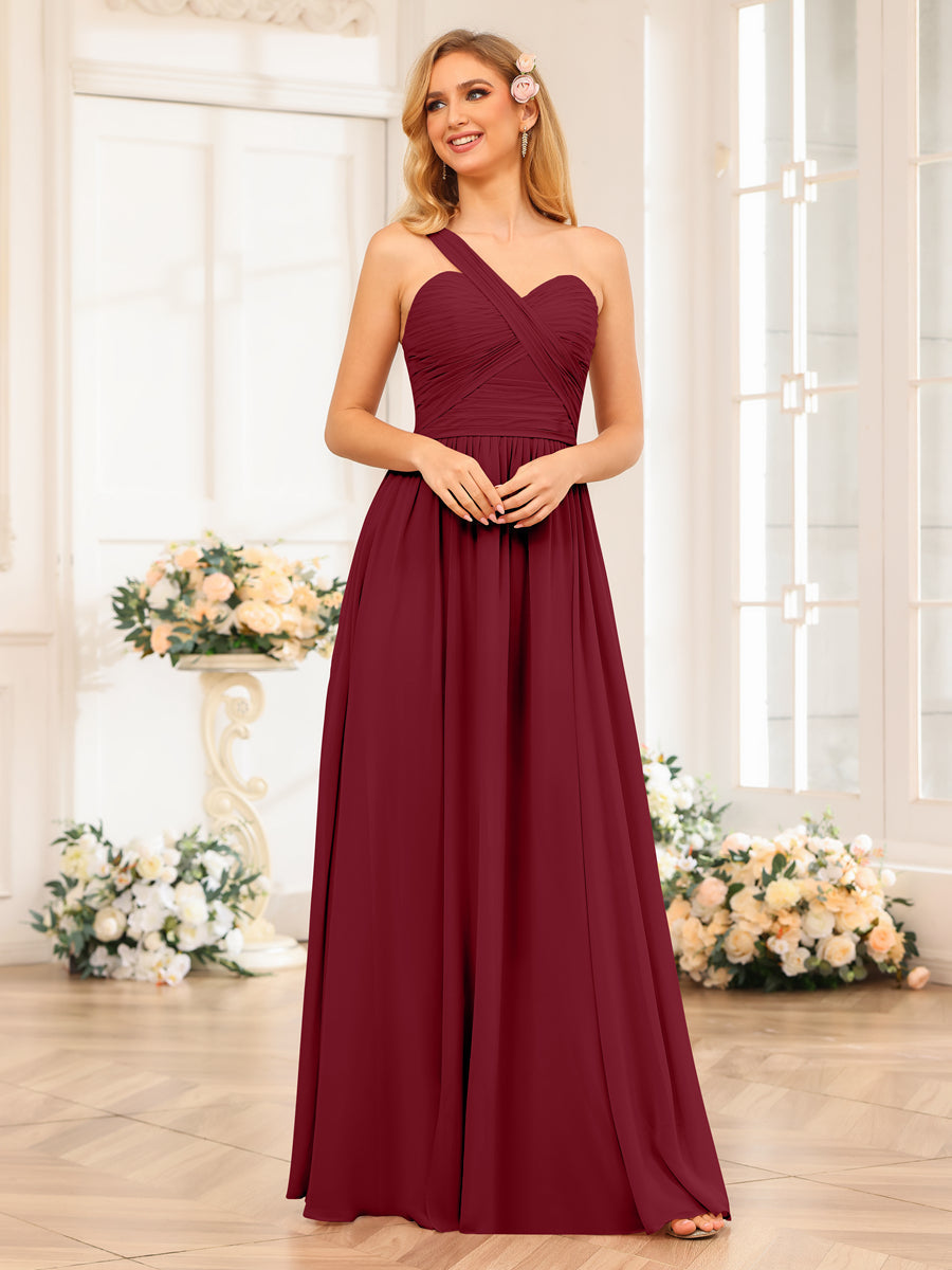 Nerissa Burgundy back view bridesmaid dress