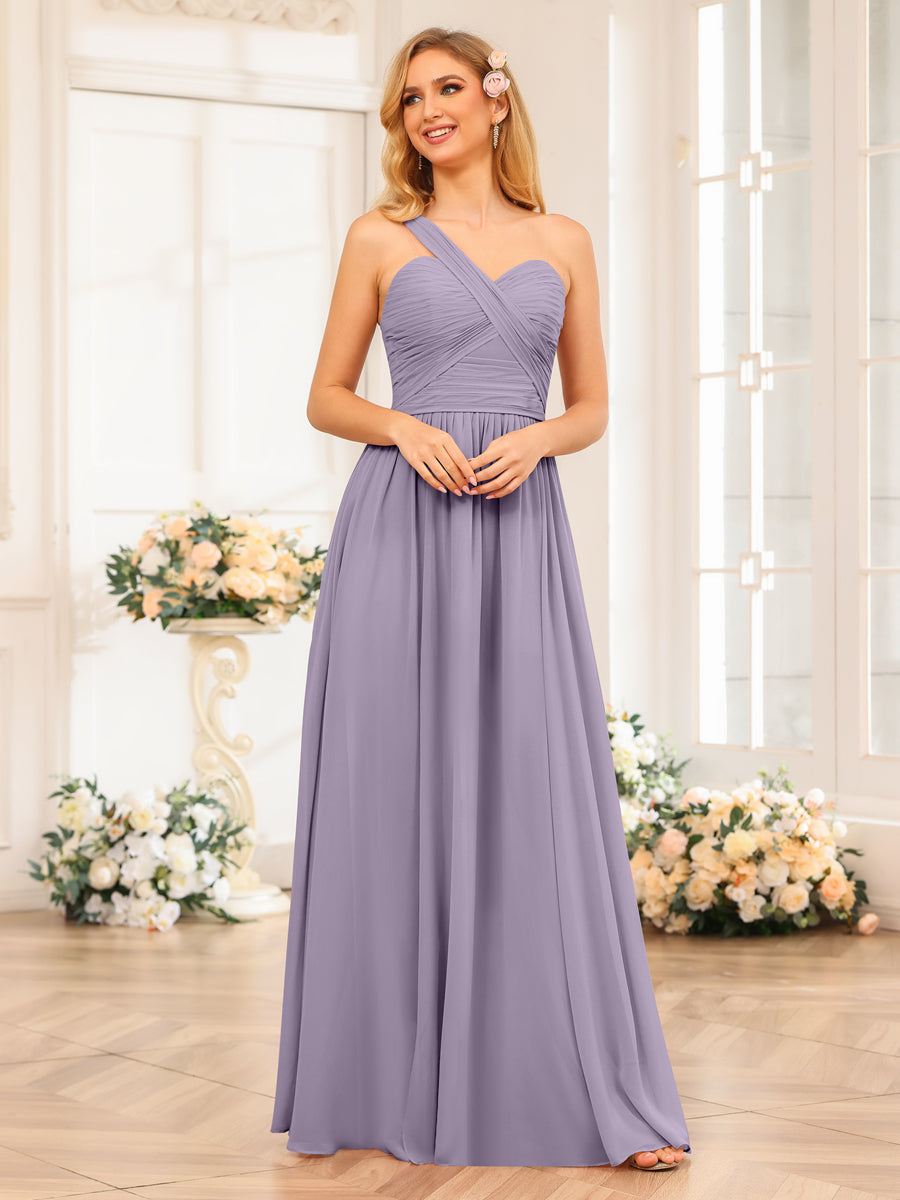 Nerissa Wisteria front view bridesmaid dress