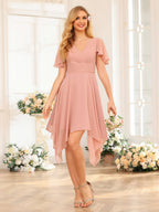Corinne Dusty Rose fabric detail wedding guest dress