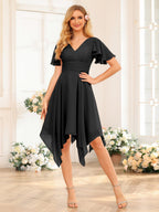 Corinne Black front view wedding guest dress
