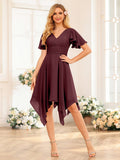Corinne Burgundy front view wedding guest dress