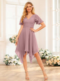 Corinne Mauve front view wedding guest dress
