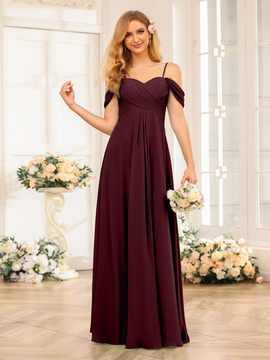 Elowen Burgundy front view bridesmaid dress