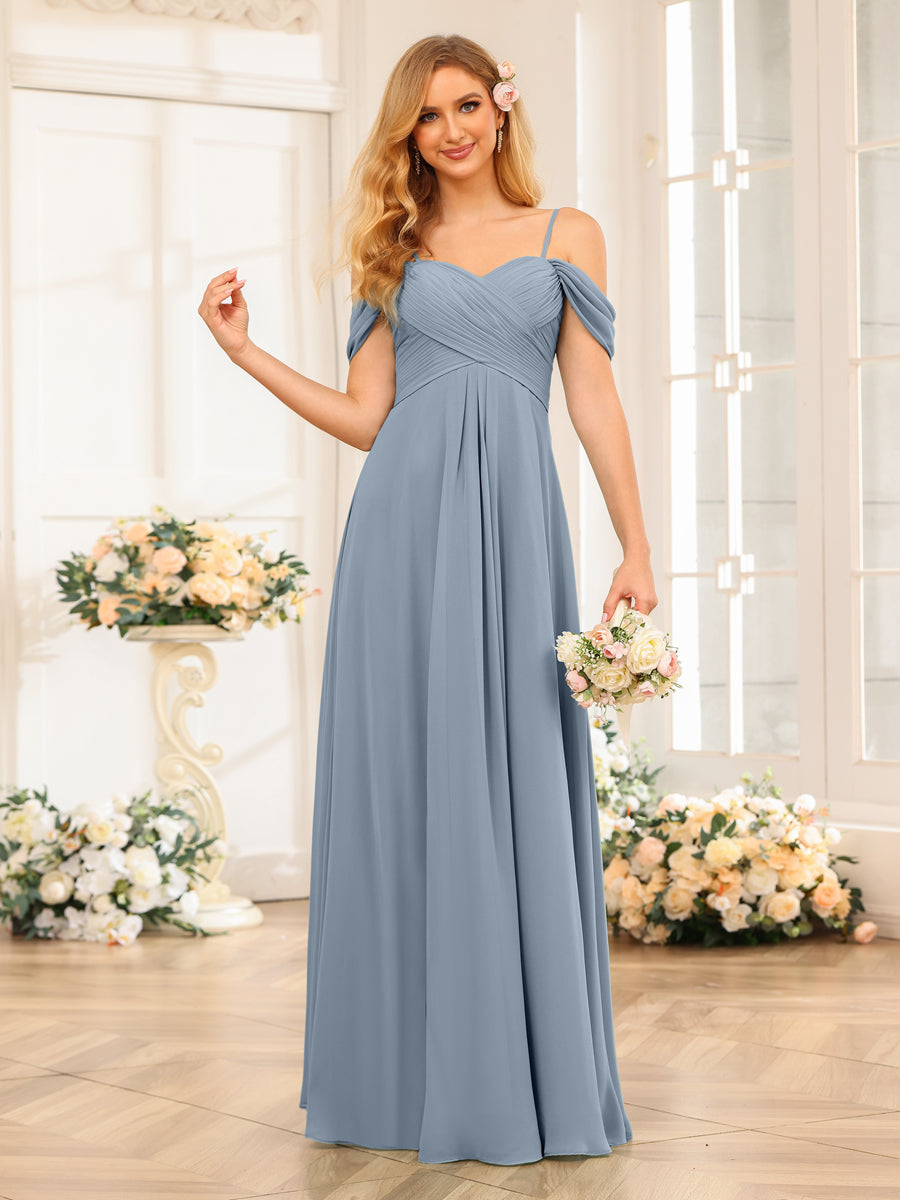 Elowen Dusty Blue front view bridesmaid dress