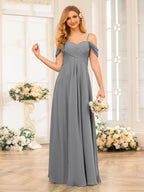 Elowen Grey front view bridesmaid dress