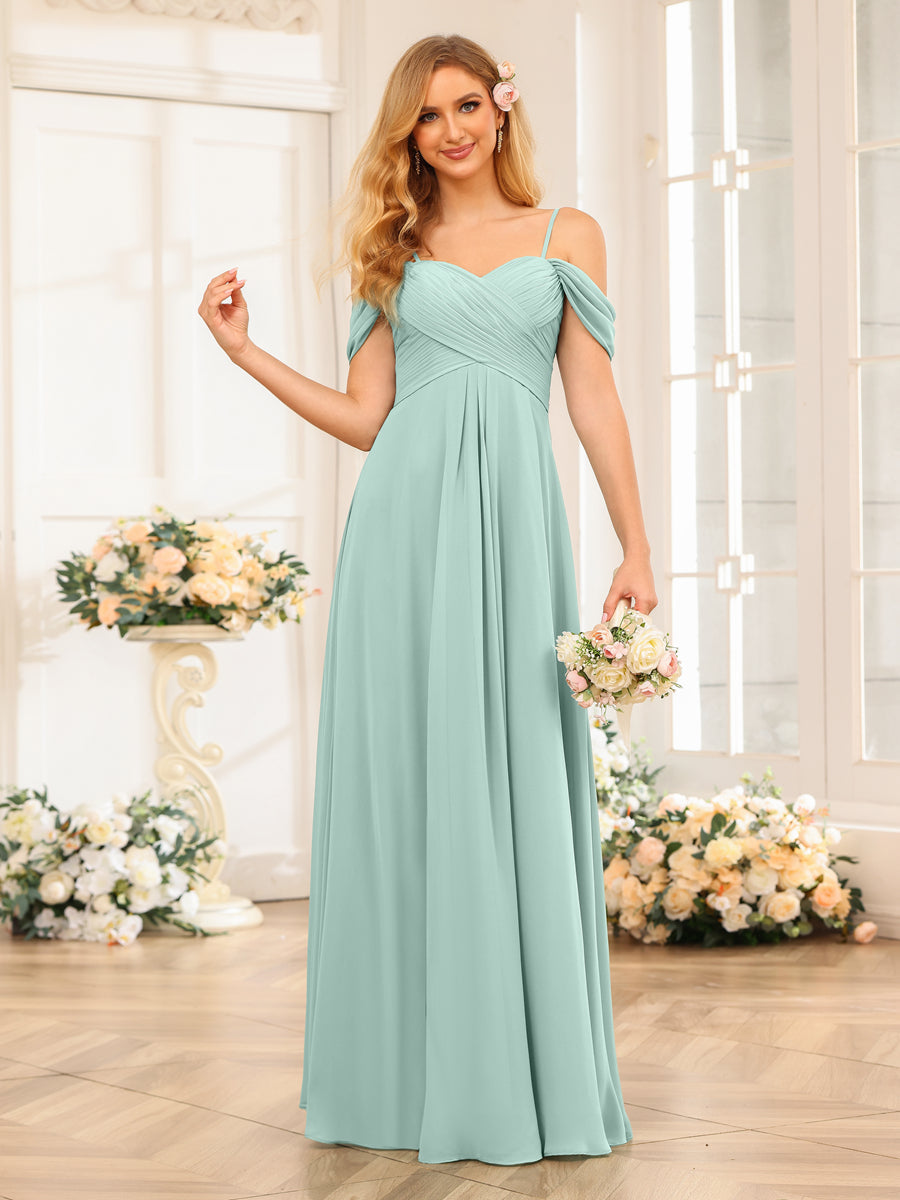 Elowen Pool Blue front view bridesmaid dress
