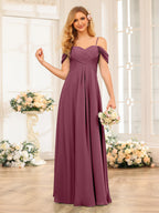 Elowen Plum front view bridesmaid dress