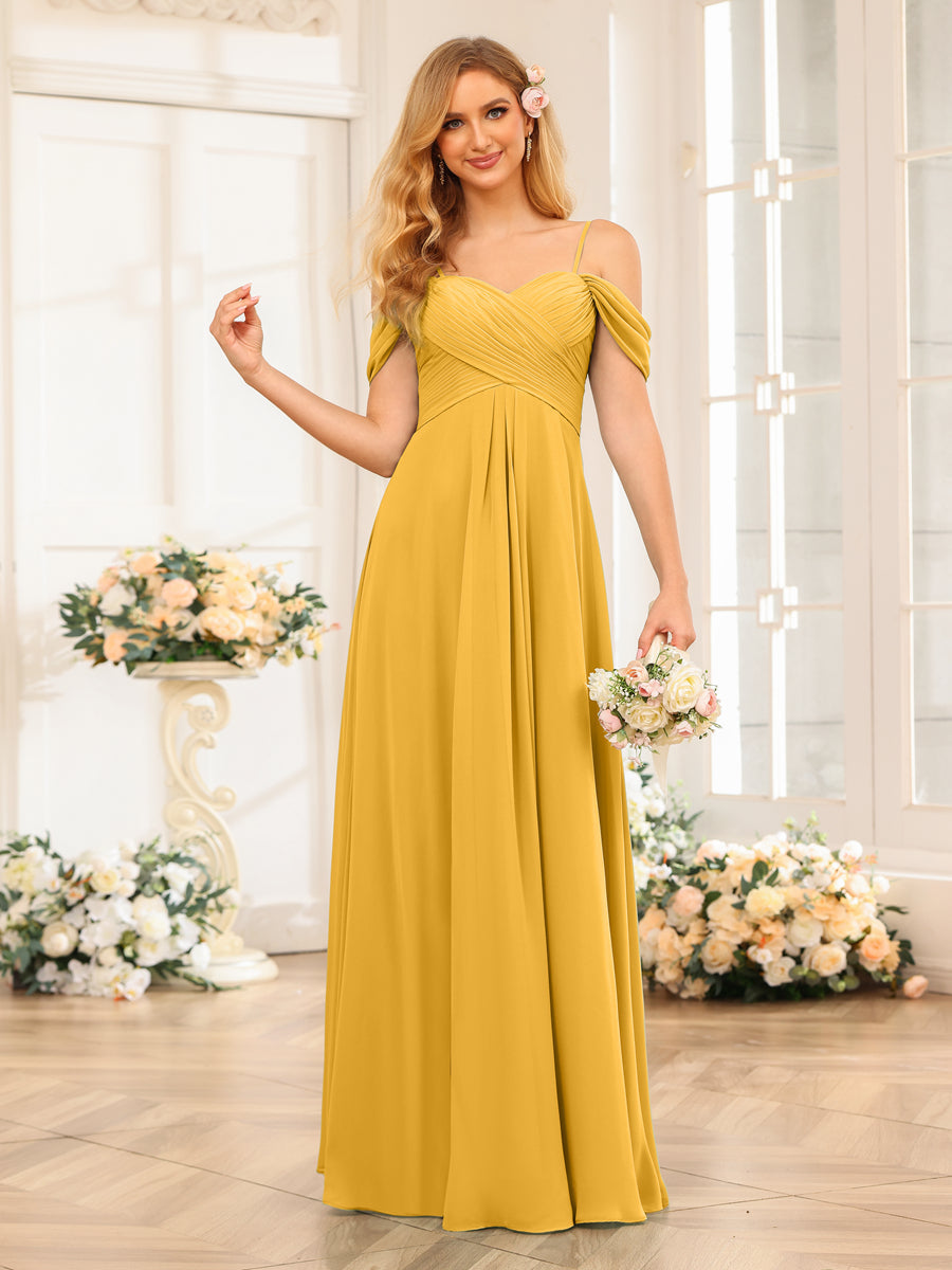 Elowen Gold front view bridesmaid dress
