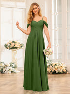 Elowen Olive Green front view bridesmaid dress