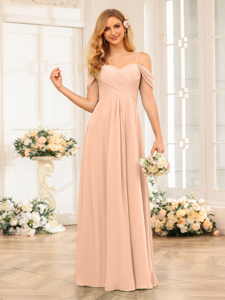 Elowen Peach front view bridesmaid dress