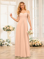Elowen Peach front view bridesmaid dress