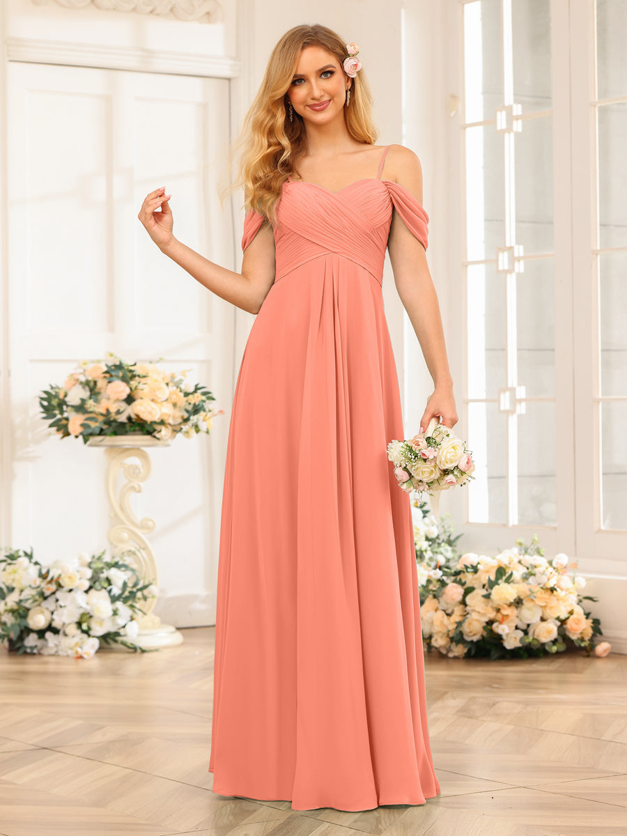 Elowen Coral front view bridesmaid dress