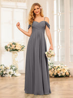 Elowen Steel Grey front view bridesmaid dress