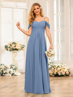 Elowen Steel Blue front view bridesmaid dress