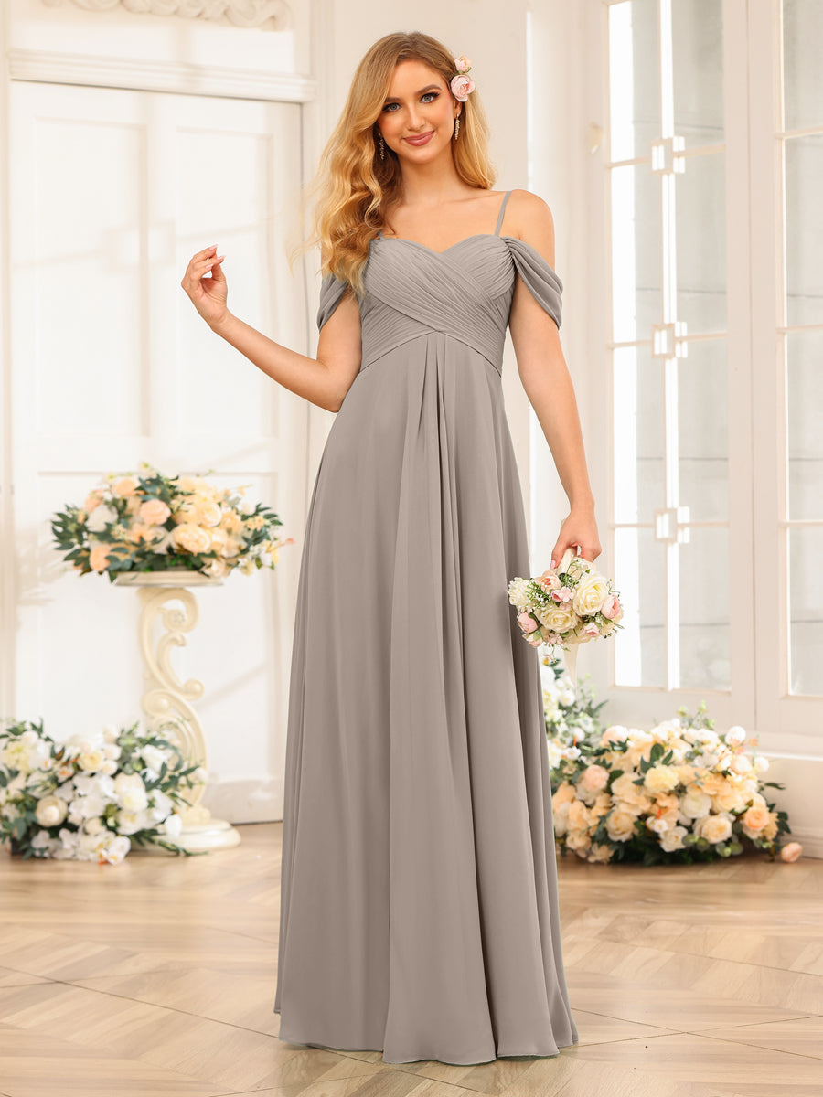 Elowen Taupe front view bridesmaid dress