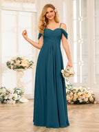 Elowen Teal front view bridesmaid dress