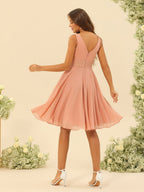 Oriane Peach back view bridesmaid dress