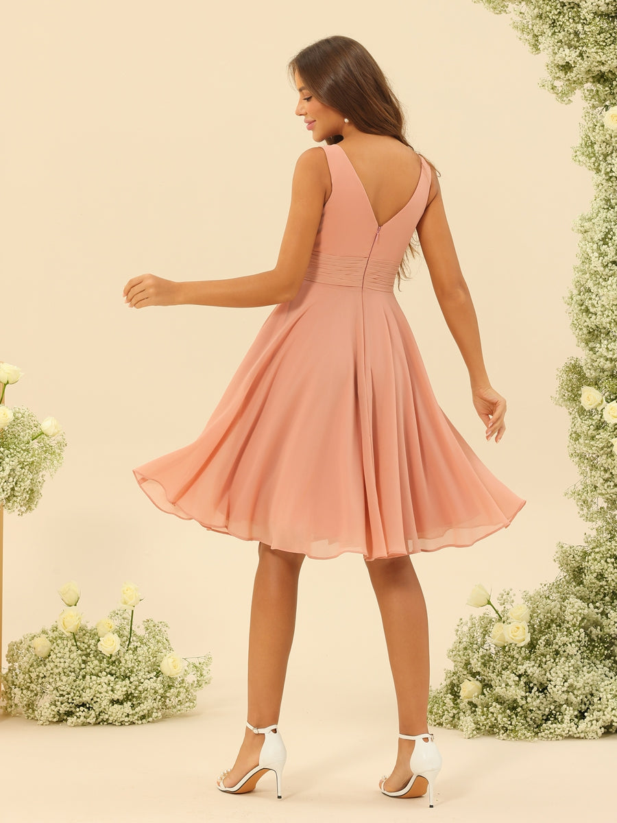 Oriane Peach back view bridesmaid dress