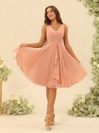 Oriane Peach side view bridesmaid dress