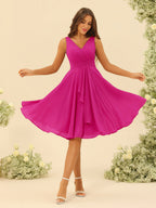 Oriane Fuchsia back view bridesmaid dress