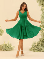 Oriane Forest Green front view bridesmaid dress