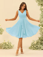 Oriane Sky Blue back view bridesmaid dress