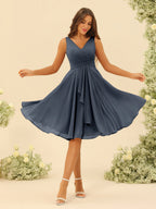 Oriane Navy Blue front view bridesmaid dress