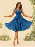Oriane Teal front view bridesmaid dress