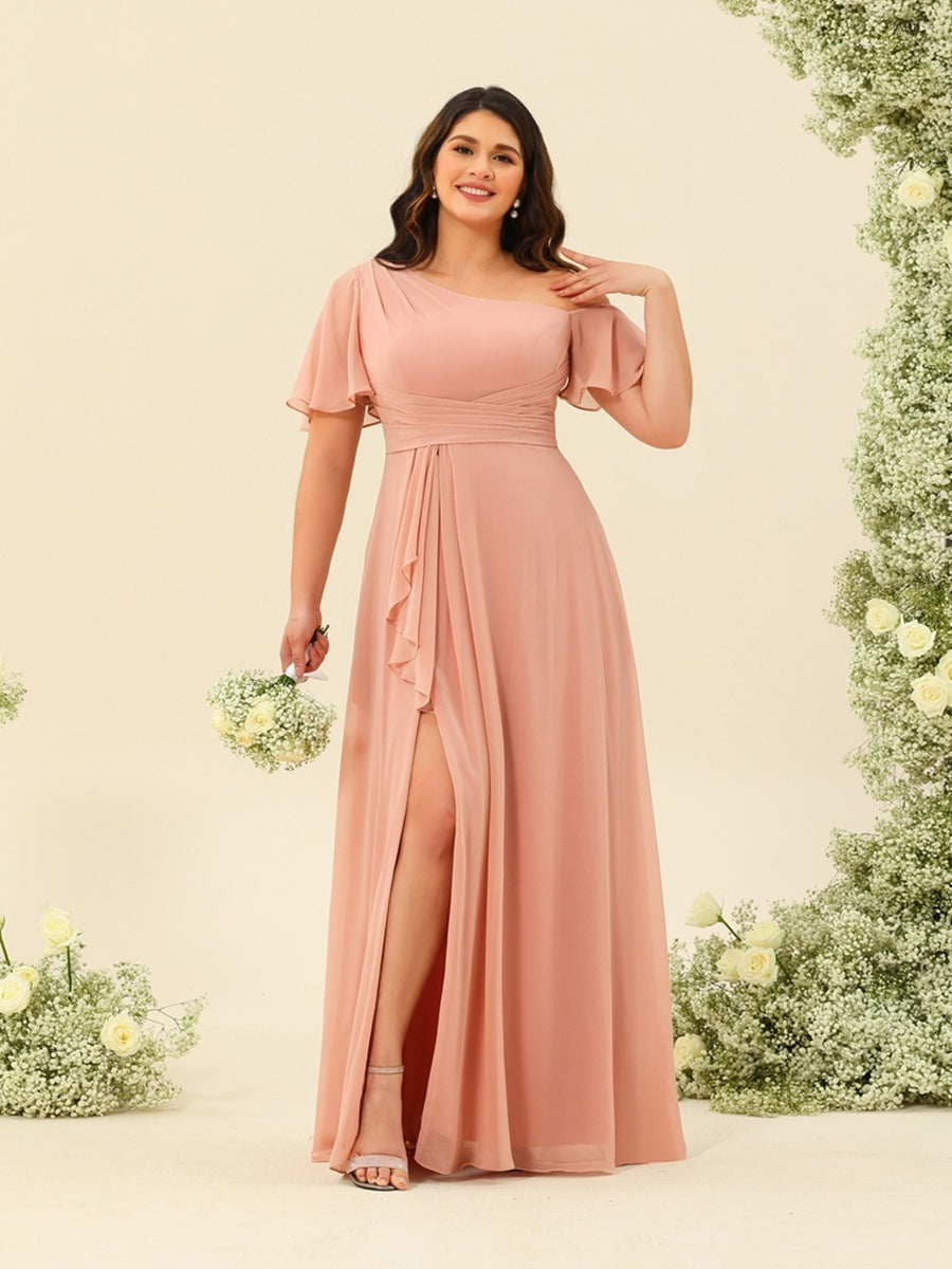 Fiamma Peach bodice detail bridesmaid dress