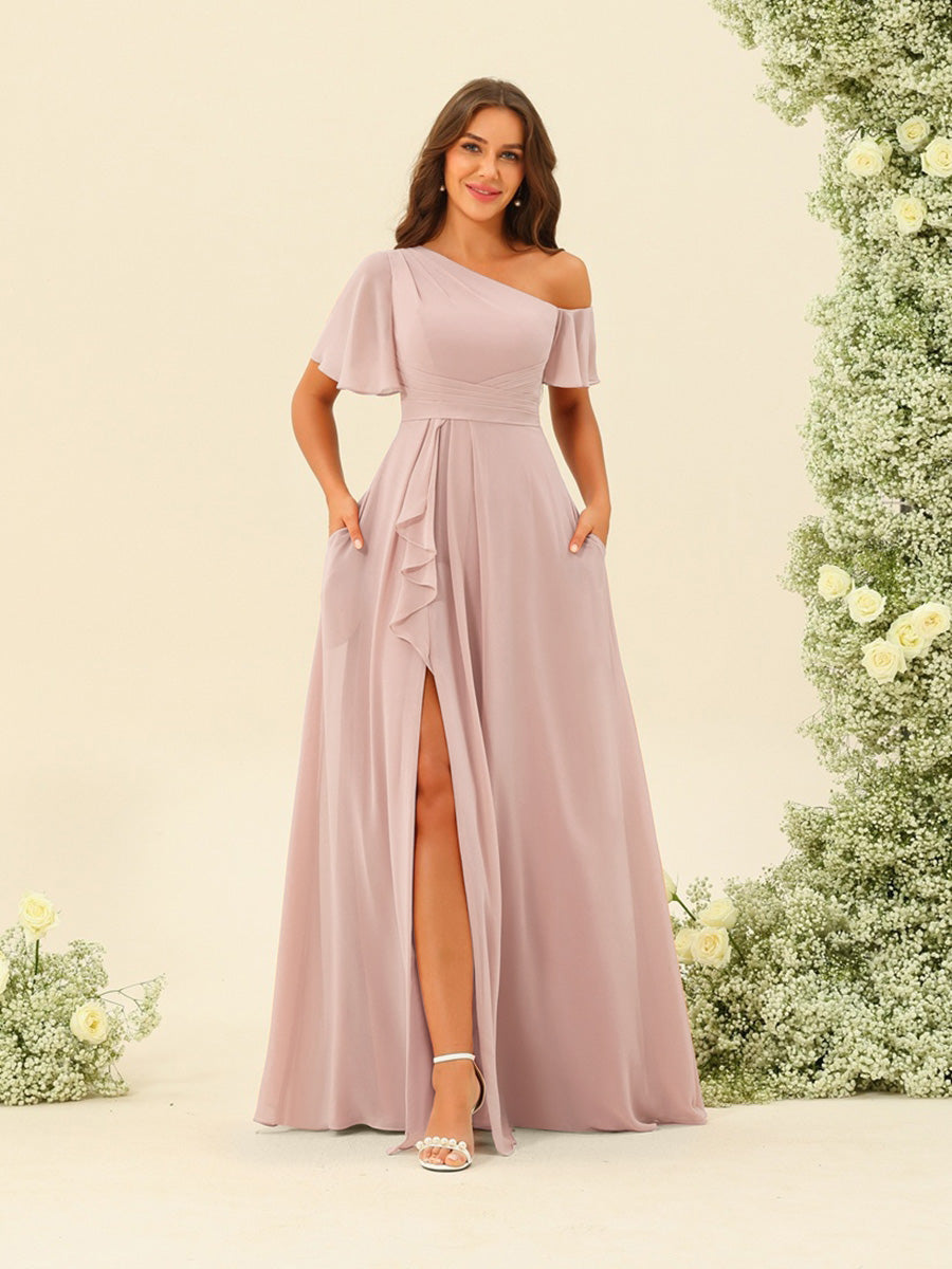 Fiamma Blush front view bridesmaid dress