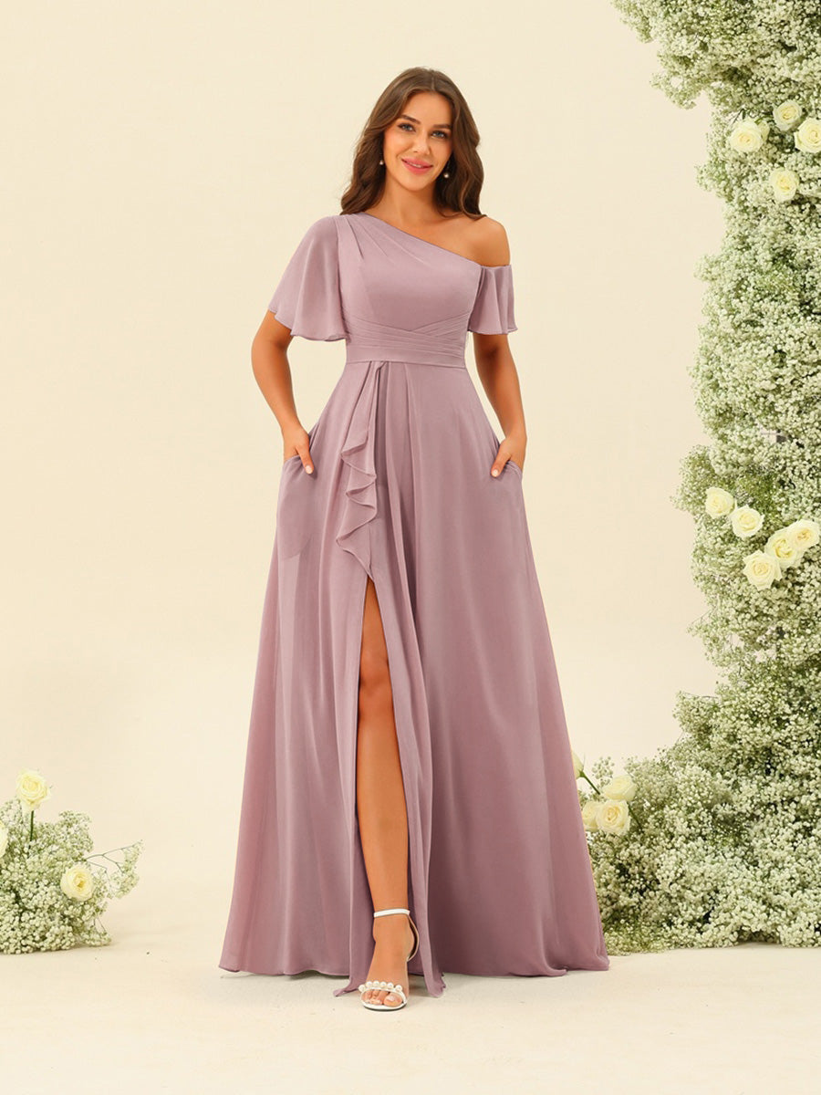 Fiamma Dusty Rose front view bridesmaid dress