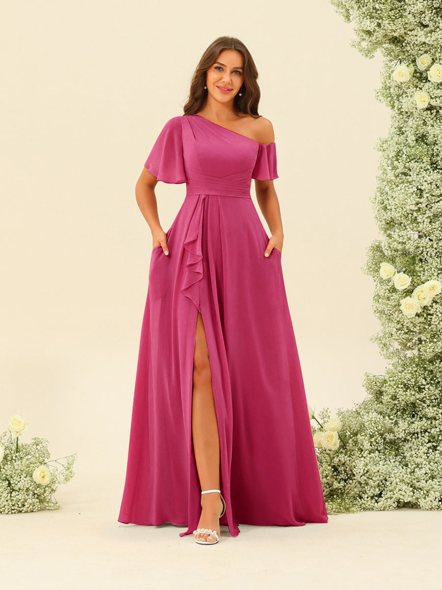 Fiamma Fuchsia front view bridesmaid dress