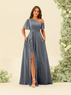 Fiamma Grey front view bridesmaid dress