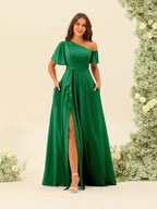 Fiamma Forest Green front view bridesmaid dress