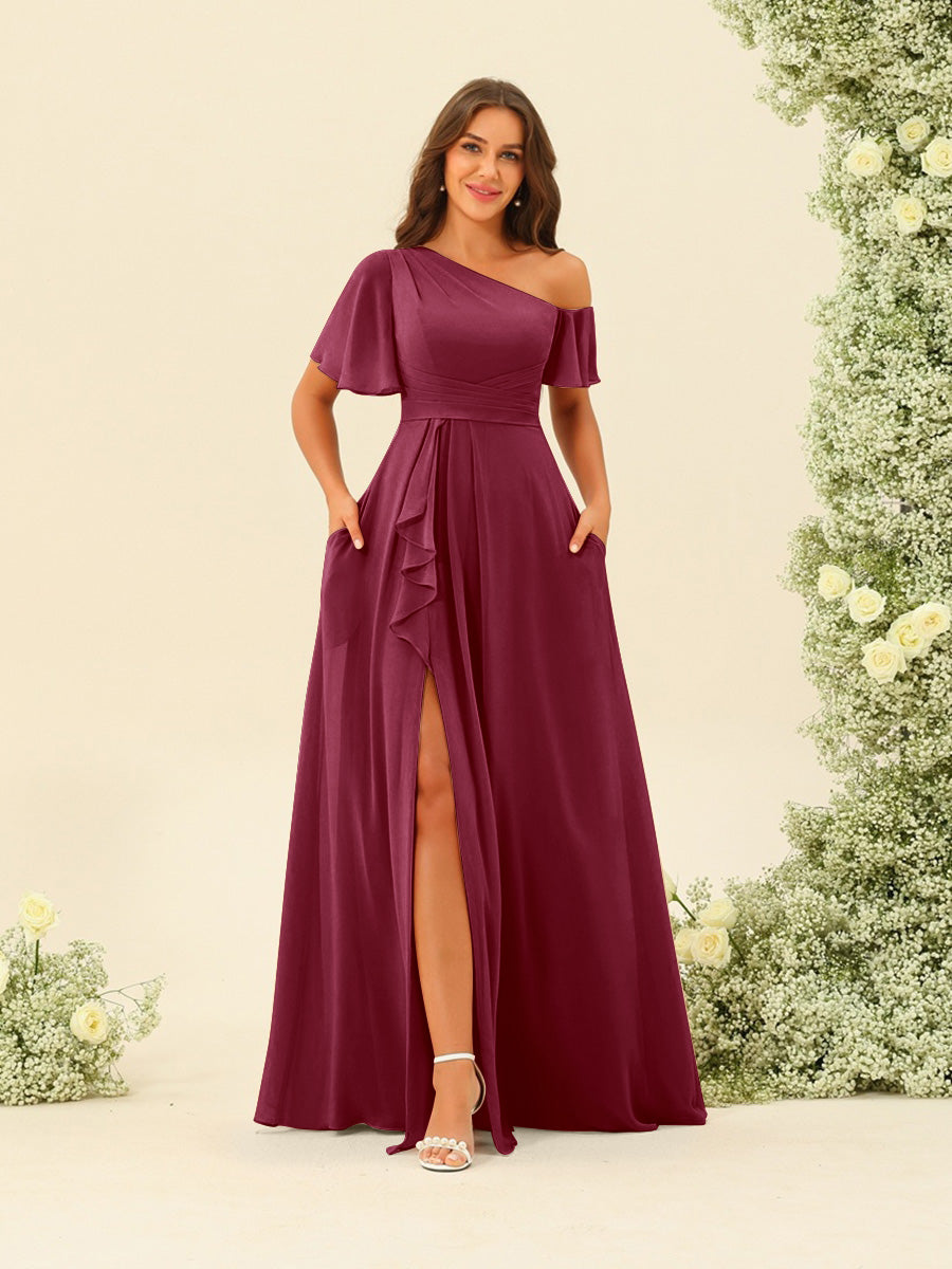 Fiamma Burgundy back view bridesmaid dress