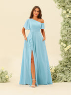 Fiamma Sky Blue back view bridesmaid dress