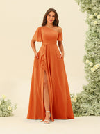 Fiamma Orange front view bridesmaid dress