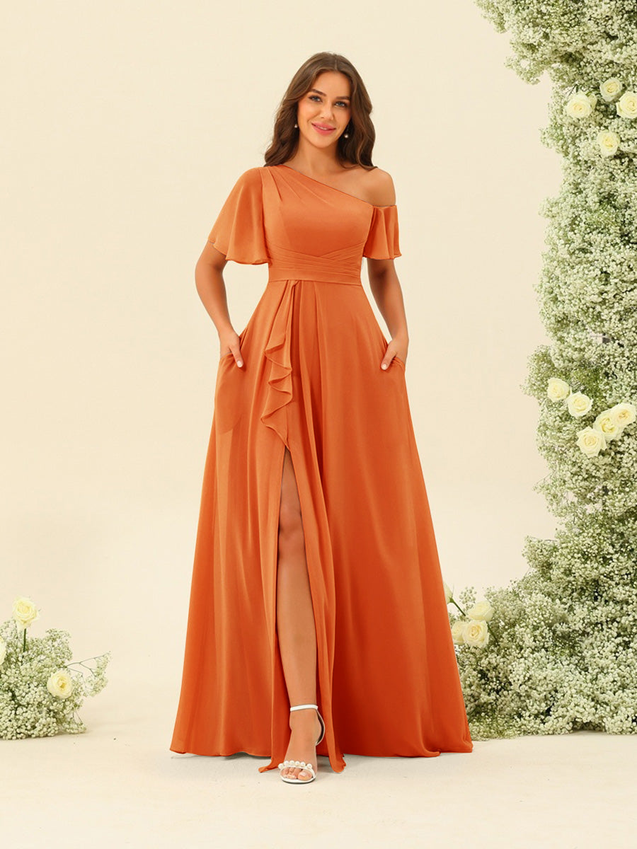Fiamma Orange front view bridesmaid dress