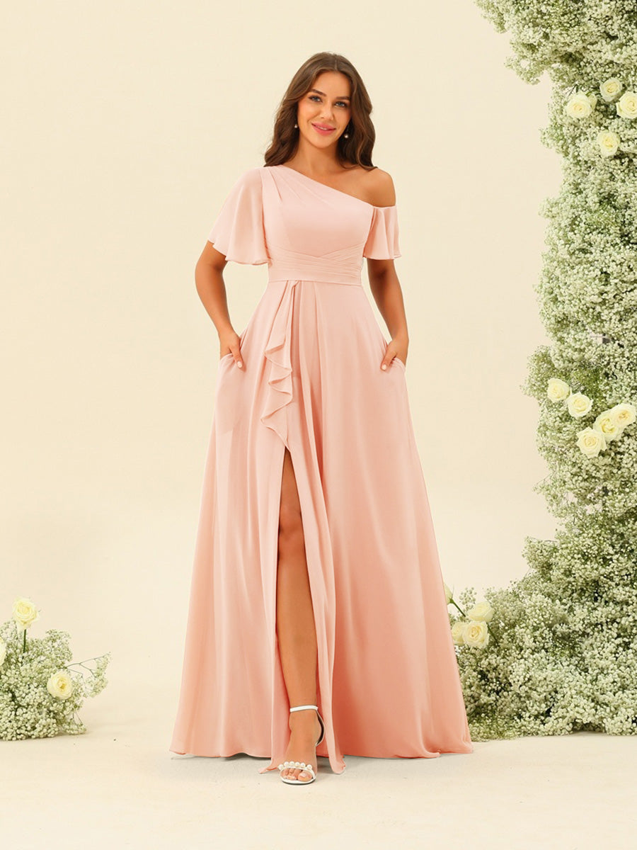 Fiamma Peach detail view 7 bridesmaid dress
