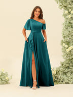 Fiamma Peacock front view bridesmaid dress