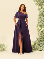 Fiamma Plum back view bridesmaid dress
