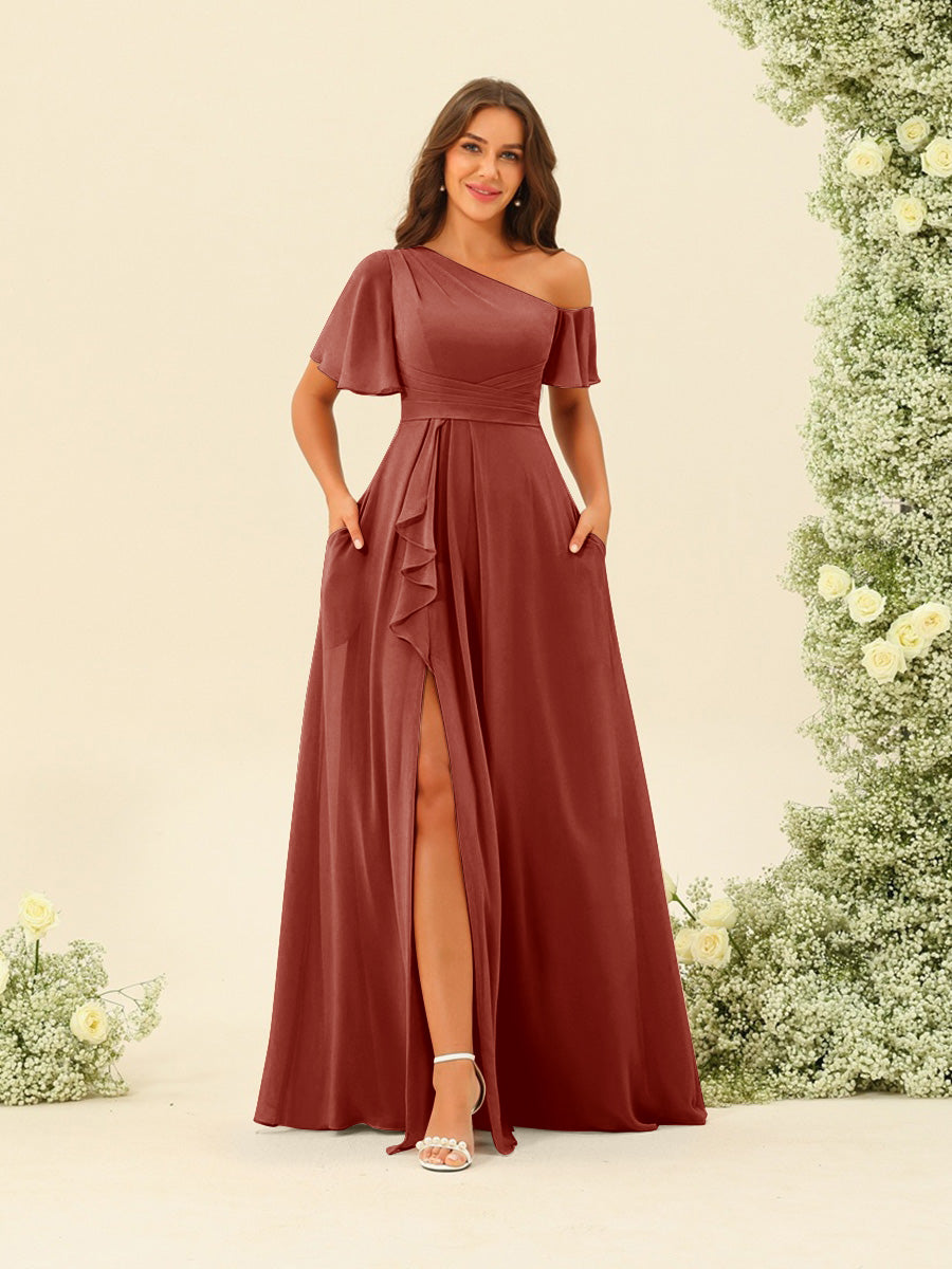 Fiamma Rust front view bridesmaid dress
