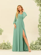Penelope Mint Green hem detail bridesmaid dress